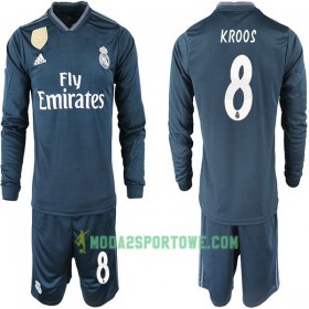 Koszulka Real Madryt KROOS 8 Dziecięcy Wyjazdowe Stroje Piłkarskie 2018-2019 Długi Rękaw